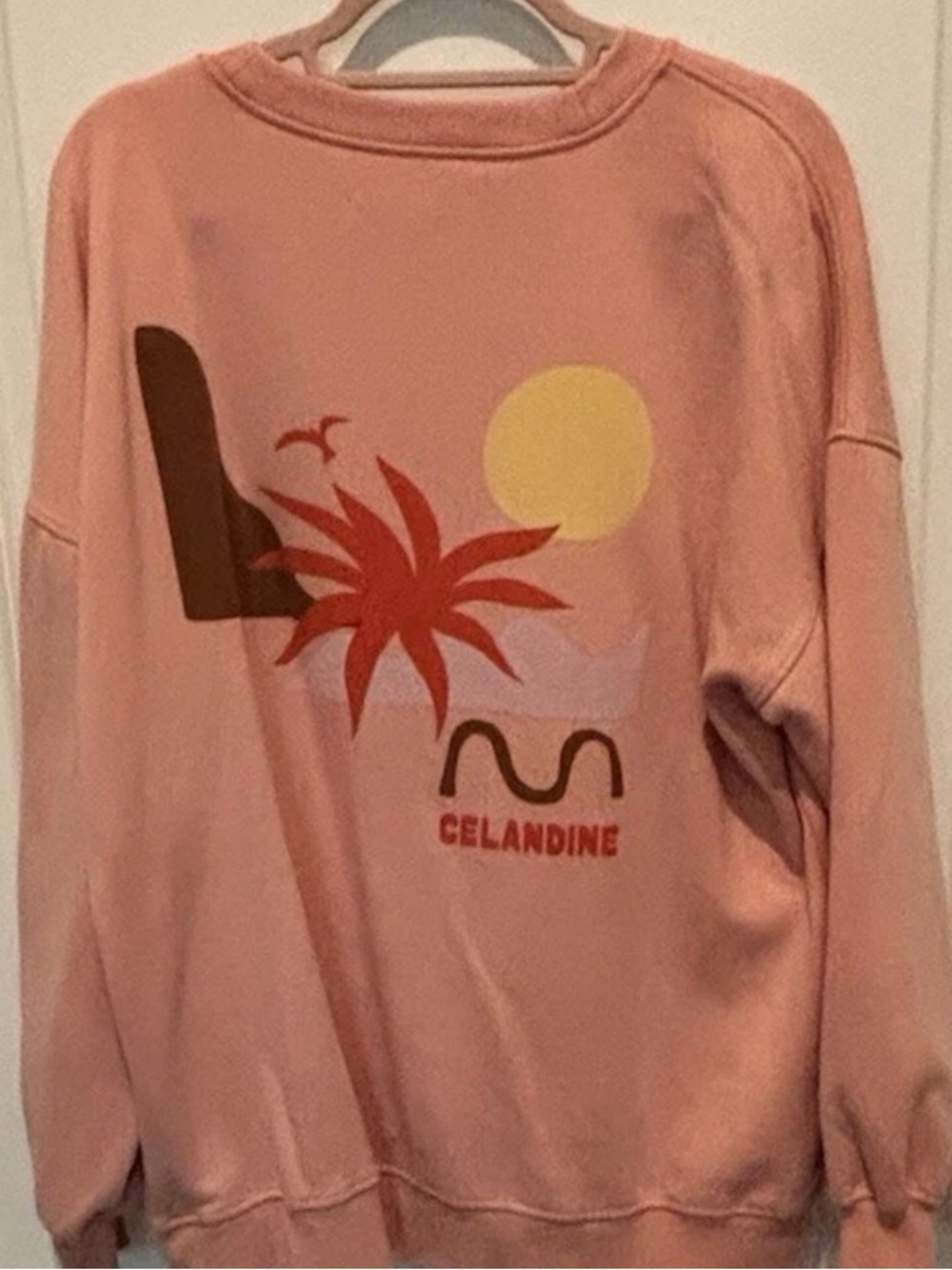 Anthropologie Celandine Pink Fleece-Lined Crewneck Sweatshirt $88 S oversized